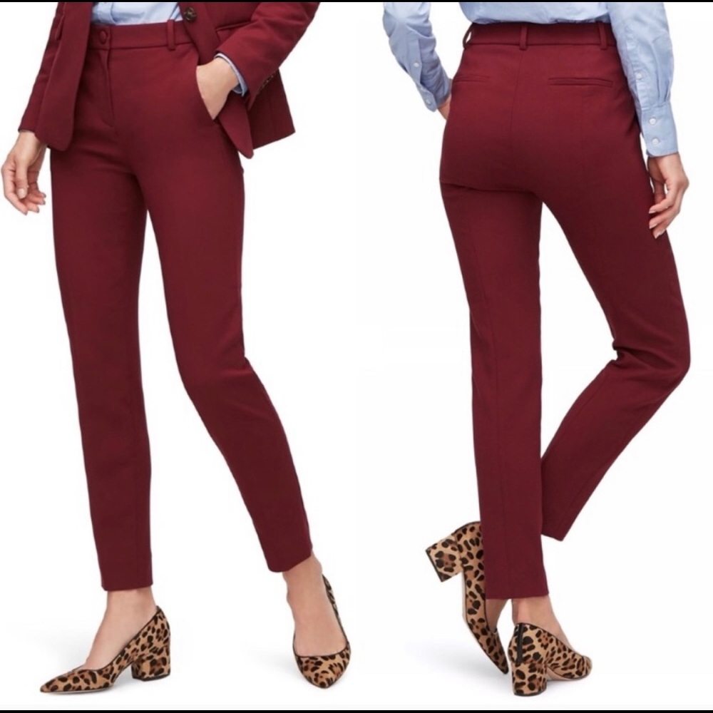 J. Crew Cameron High-Rise Pant in burgundy